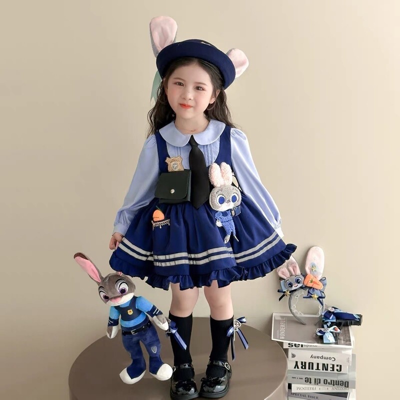 Princess Disney Bunny Lolita Girls' Dress Children's Cosplay Police Officer Dress Girls' Judy Costume Princess Disney Bunny Lolita Girls' Dress Children's Cosplay Police Officer Dress Girls' Judy Costume