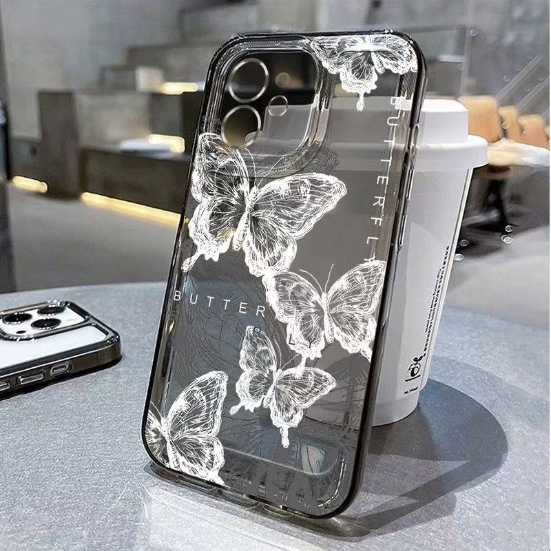 Boceto mariposa para iphone16promax funda para teléfono móvil Apple 15 anti-caída 14pro pintura china 13/12 nuevo