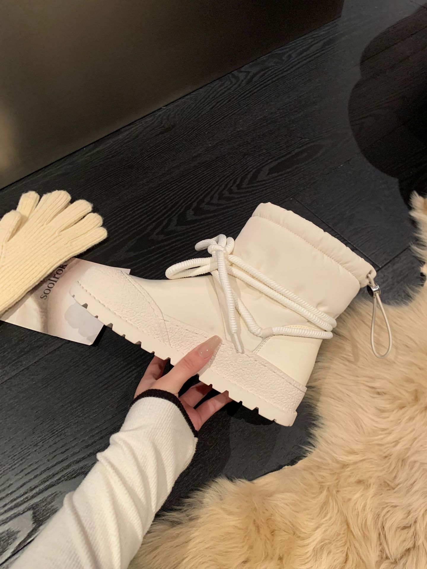 ShoeGlobe Damen-Schneestiefel aus echtem Leder mit dicker Sohle, Schnürung und warmem Futter – Herbst/Winter 2025 – Modisch, rutschfest, mit dicker Baumwollsohle_voghion.com