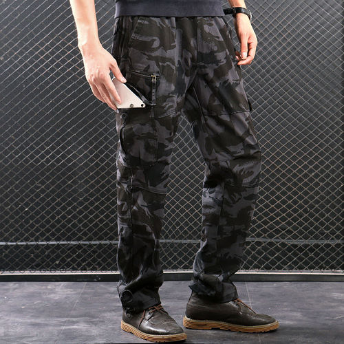 Cross-border trade wear-resistant multi-pocket work pants men's straight-leg long pants work trousers safety pants loose-fitting plus-size pants
