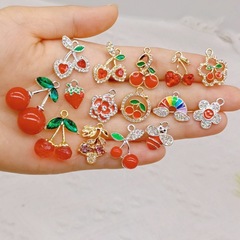 1つの滴油の赤いアクセサリーの部品の滴油のさくらんぼのバラの果物のdiyネックレスのブレスレットのアクセサリーのアクセサリーのアクセサリー