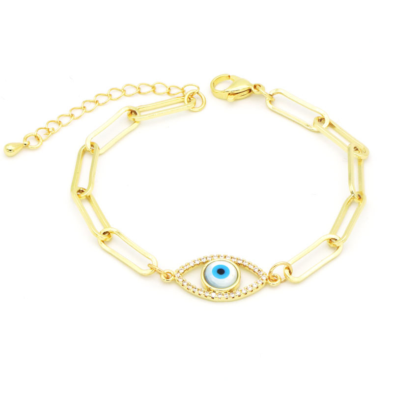 Fashion Devilu0027S Eye Copper Inlay Zircon Bracelets 1 Piece