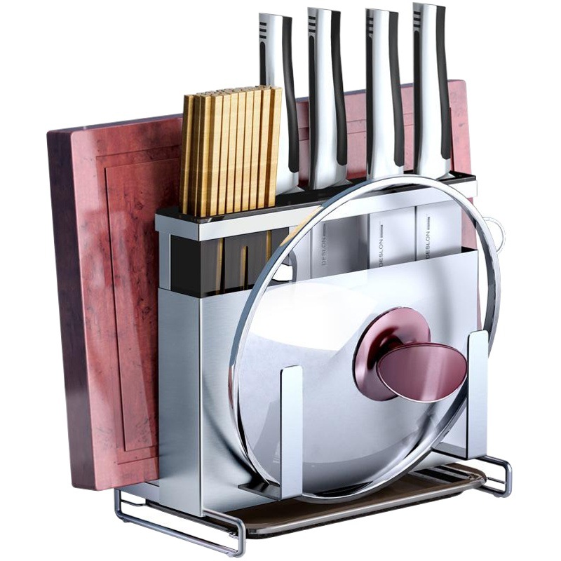 Cuchillo de acero inoxidable cuchillo de almacenamiento de perforación libre montado en la pared de almacenamiento de rack suministros de cocina cuchillo de cocina multifuncional cuchillo de cocina tabla de cortar