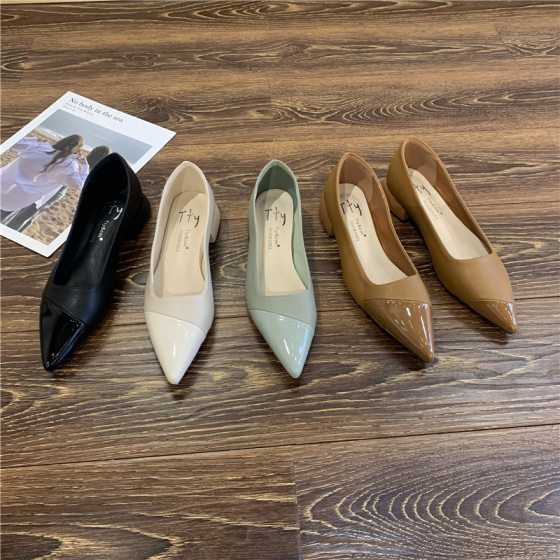 Elegant and Elegant Single-layer Shoes for Women 2023 Spring New Korean Sweet Simple Pointed Shallow Low Heel Doug Shoes