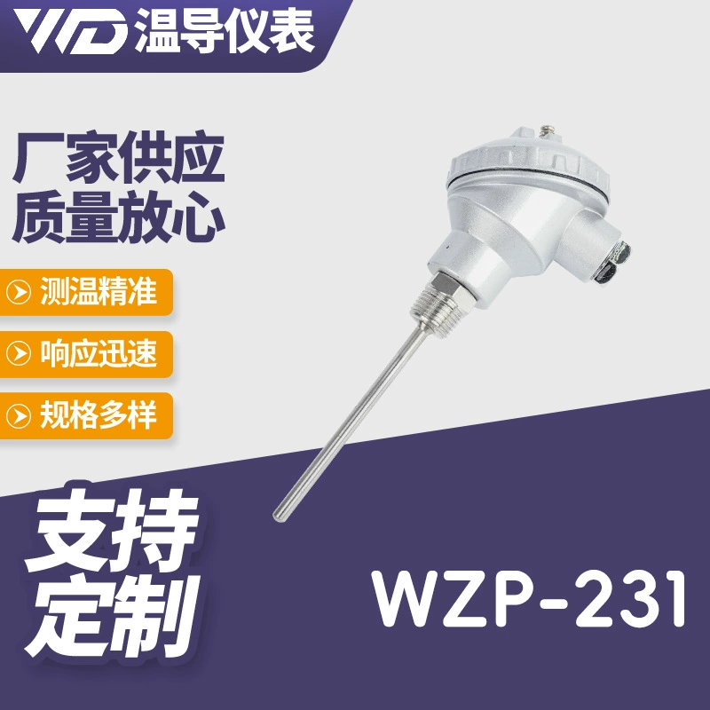 Водонепроницаемый датчик температуры Pt100 с термопреобразователем WZP-231, высокоточный датчик-преобразователь температуры типа K