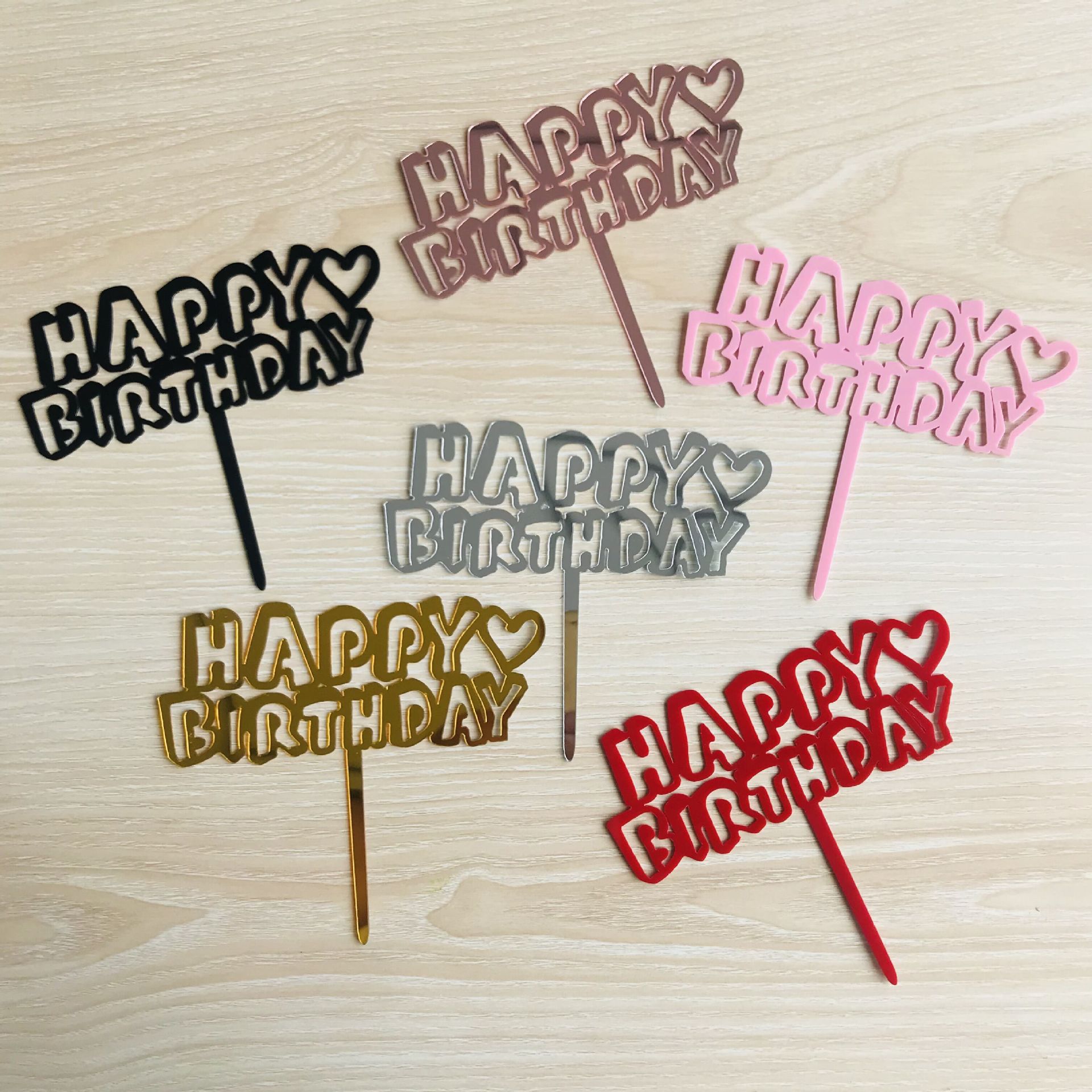 Fábrica de acrílico directo Feliz Cumpleaños feliz Feliz cumpleaños tarjeta plug-in postre Mesa hornear