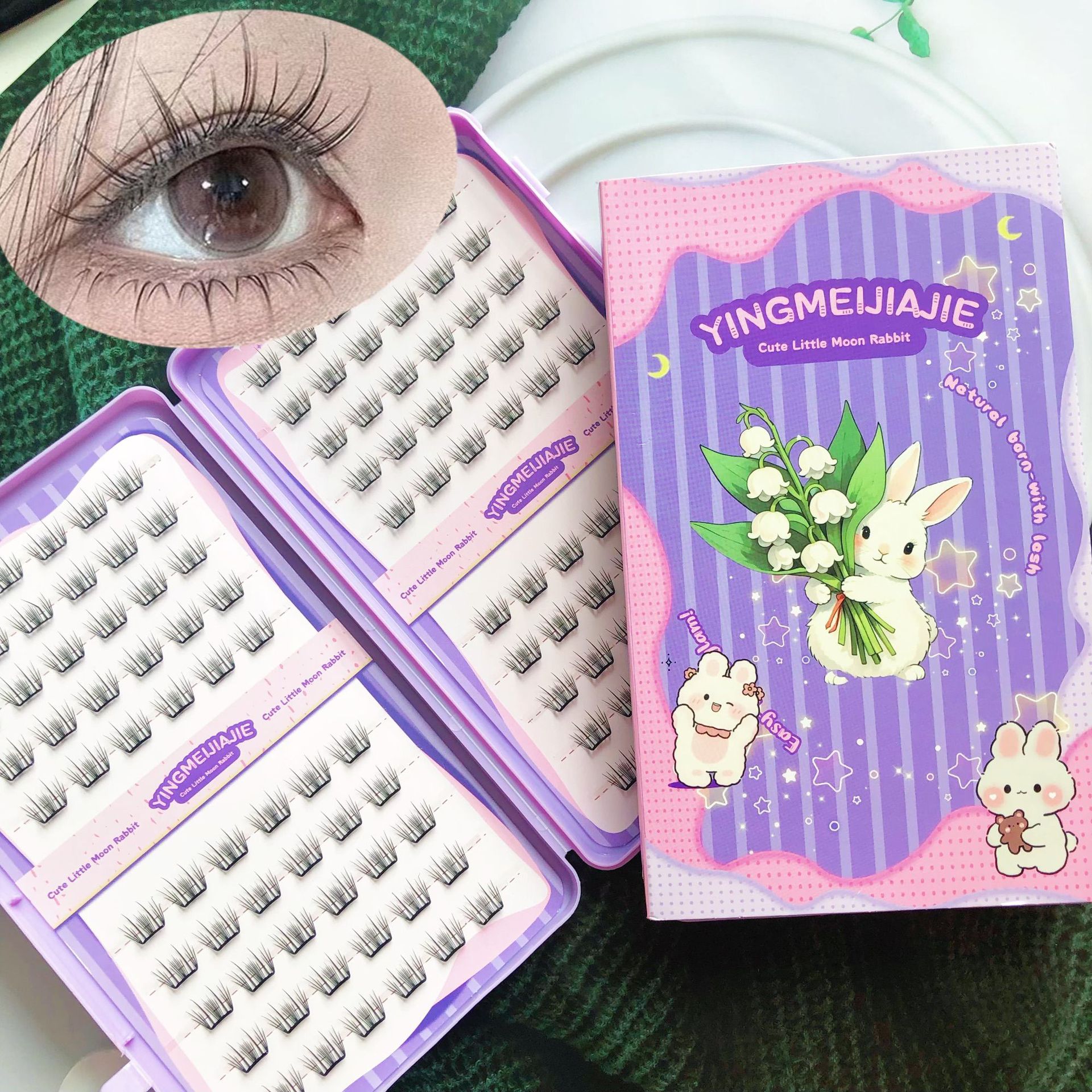 20 filas de paquete de caja de regalo de pestañas falsas transfronterizas, pestañas falsas densas, pestañas falsas sin pegamento.