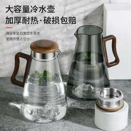 冷水壶凉水壶玻璃耐热耐高温大容量冷泡果汁水杯家用茶壶茶杯套装