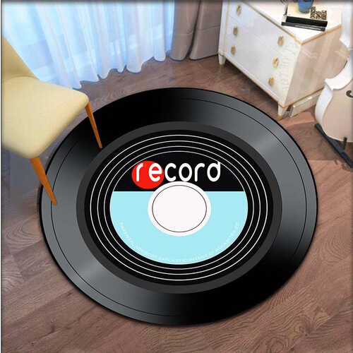 Cross-border vinyl record living room decoration carpet study balcony round chair cushion fashion personalized music non-slip floor mat