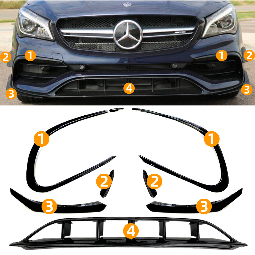 Canards para Parachoques Delantero para Mercedes Benz CLA C117 X117 CLA200 de ABS Autoadhesivo image 4