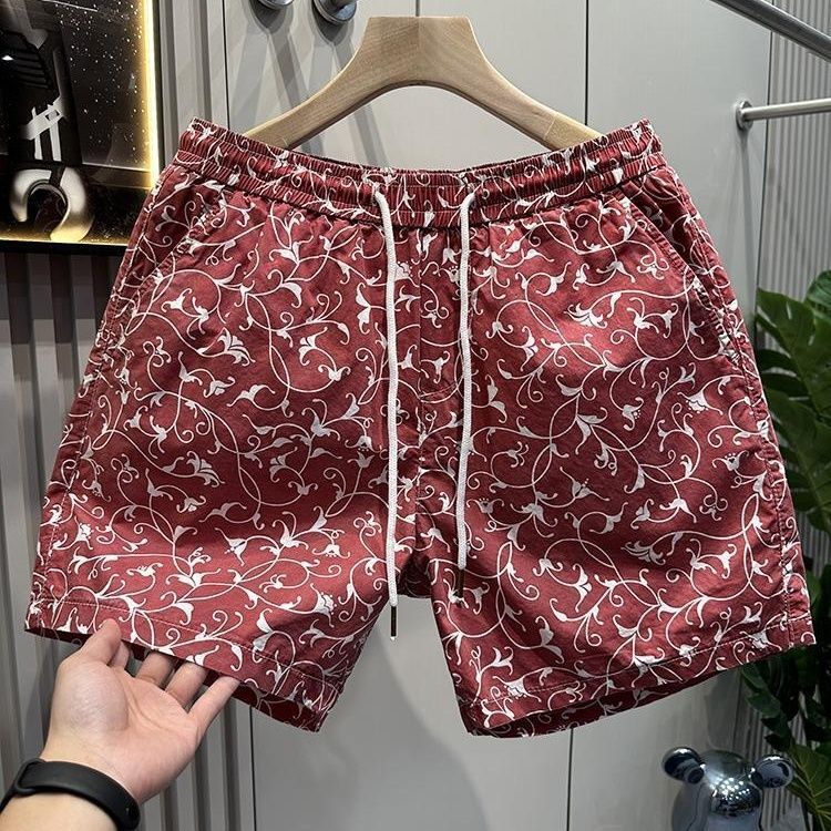 Summer Print Men's Shorts Trendy Design Loose Fit Versatile Sporty Casual Four Quarter Length Pants_viptrois.com