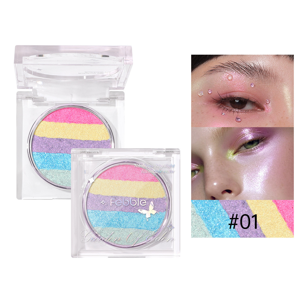 Febble maquillaje transfronterizo venta caliente de alto valor de sombra de ojos arco iris gradiente disco óptico FBF039