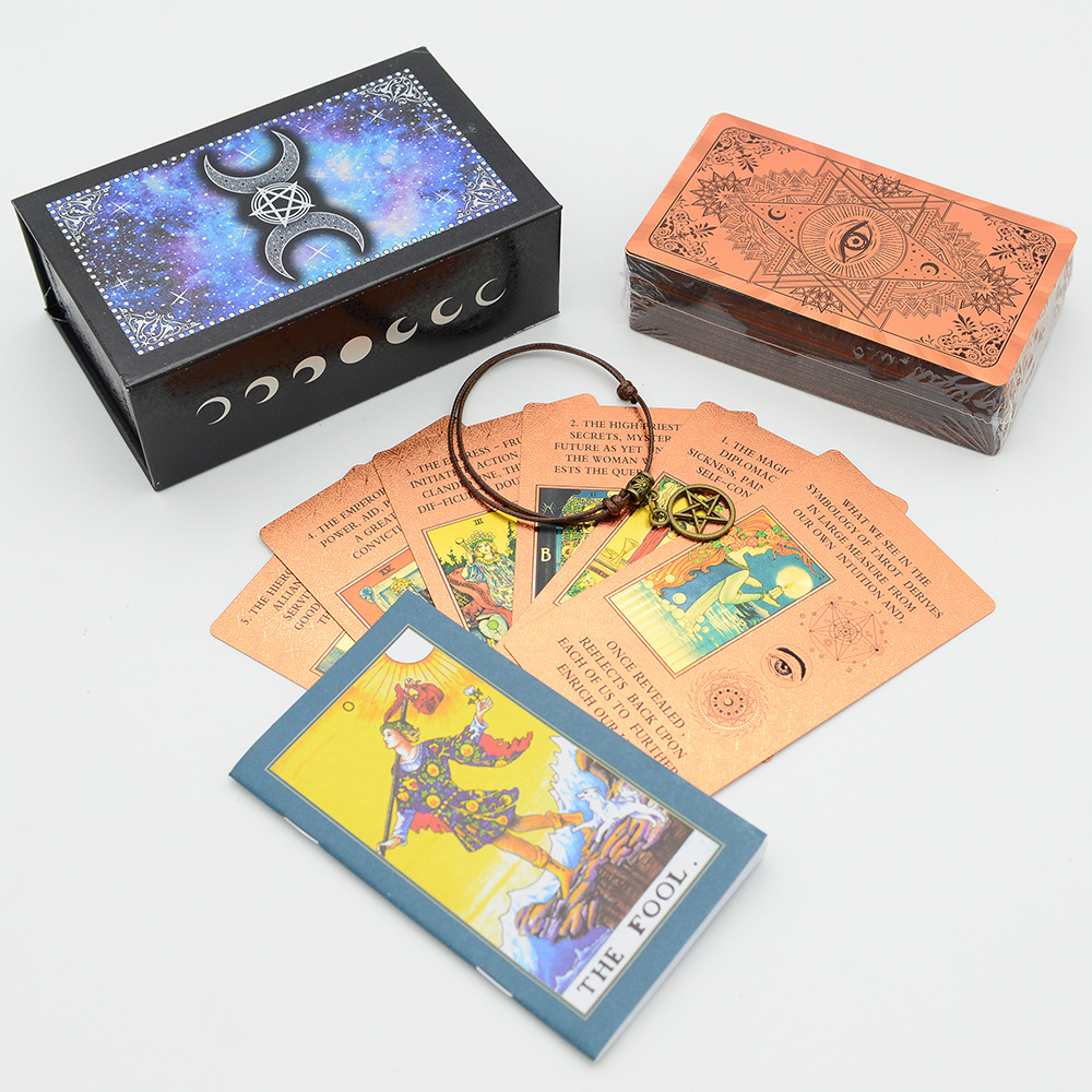 Gold Foil Tarot Cards Set Six Colour Eye Moon Board Game Cards_voghion.com