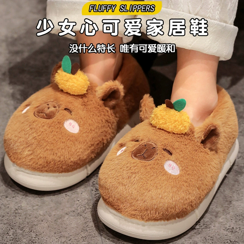 Симпатичные животные хлопчатобумажные тапочки домашние противоскользящие плюшевые пары родитель-ребенок тапочки мягкого дна зимой теплый мультфильм осень-зима