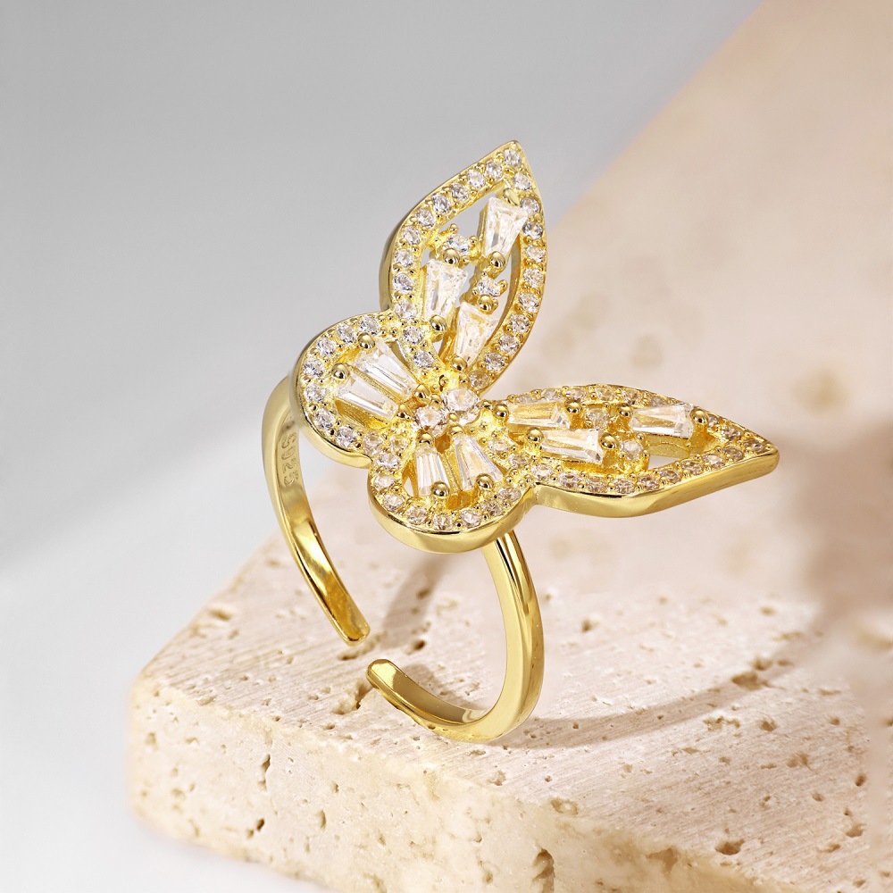 4g Weight Zircon Inlay Material Rings Classification 1 Piece Quantity Holiday, Daily Occasion 925 Sterling Silver Material U Shape, Insect Pattern Women's Gender Inlay Design Simple Style, Classic Style Style 925 Sterling Silver Zircon U Shape Insect Rings 7