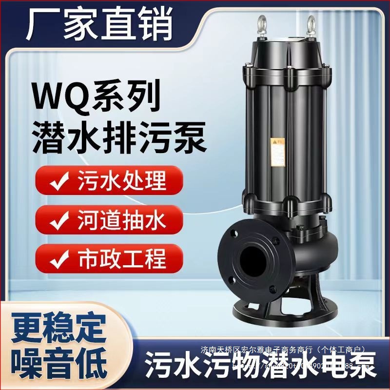 上海人民国标污水泵220潜水泵大功率大流量高扬程380三相排污泵