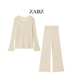 ZARZ 自制 欧美风 新款女装 洋气金属色线束腰上衣金属丝面料裤子