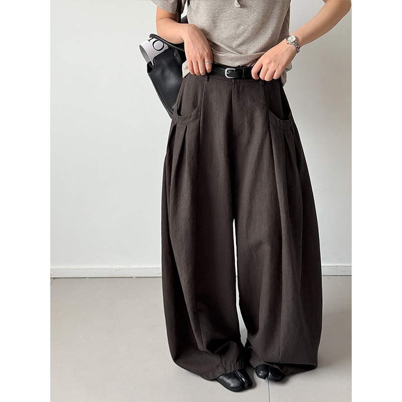 Juzhi's new autumn collection features trendy Korean-style high-waisted casual pants with large pockets and balloon design, popular online, model 9956