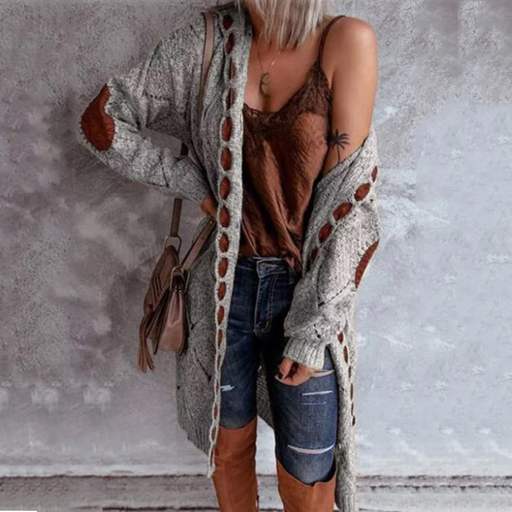 Hooded Neckline Loose Fit Type Wholesale Women's Casual Streetwear Solid Color Long Sleeve Contrast Binding Sweaters & Cardigans