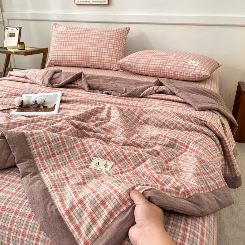 MUJI Class A Cotton Summer Quilt Thin Quilt Cotton Yarn-dyed Summer Cool Quilt Four-piece Summer Good Air Conditioning Quilt Core