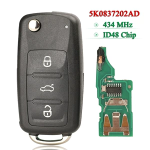 Volkswagen avtomobil açarı pultu 3 düymə 433mhz tezlik id48 çip 5k0837202ad Tiguan