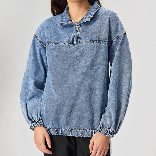 X-15702 Women's European and American Style INS New Loose Pullover Casual Denim Jacket Shirt