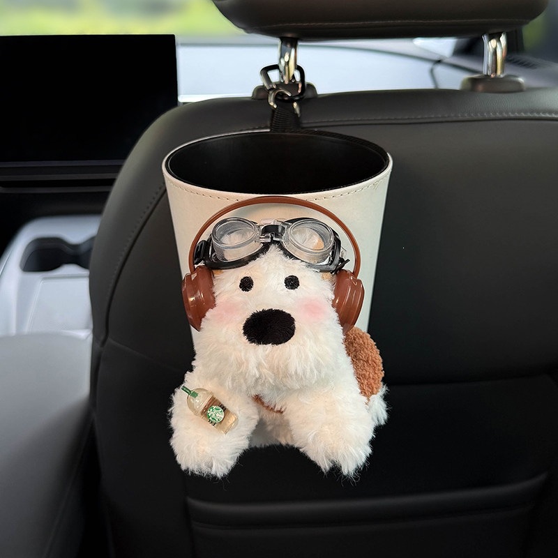 2026 New West Highland Car Trash Bin and Tissue Box 2-in-1 Hanging Car Storage Tissue Bag Cute for Women