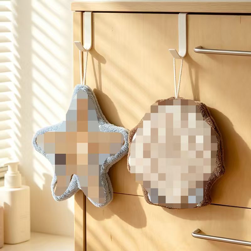 Creative starfish shell hand towel, quick-drying towel, hanging household absorbent kitchen and bathroom cleaning cloth, hand towel