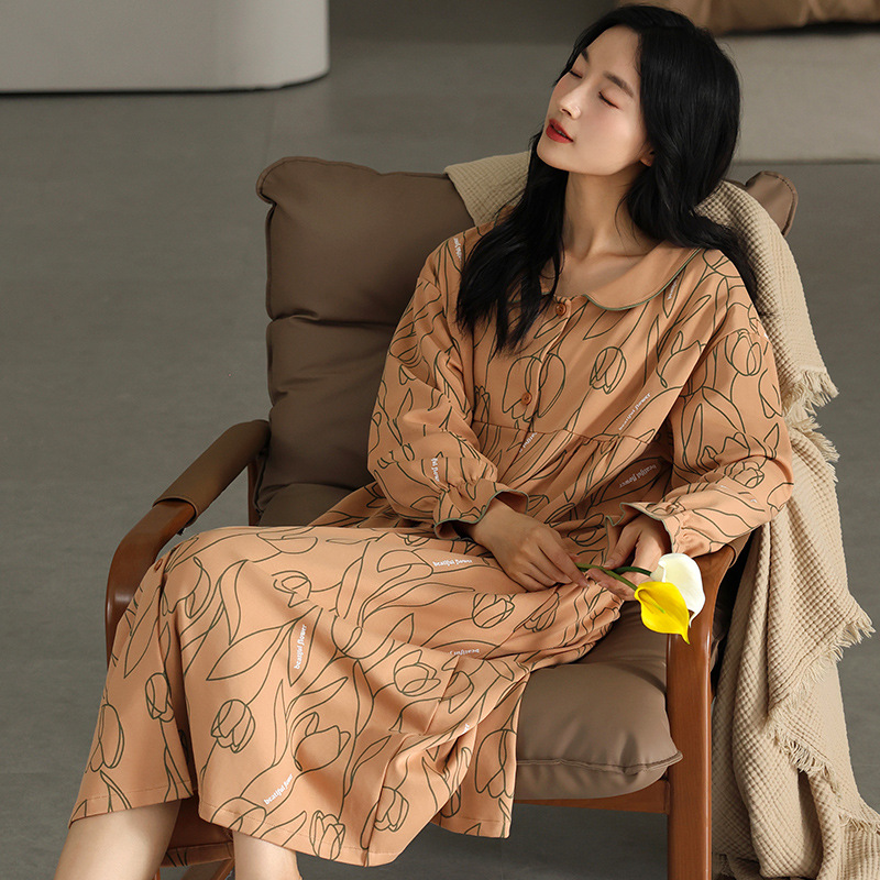 Pijamas de algodón primavera y otoño pijamas largos Cardigan de manga larga otoño y invierno ropa de hogar se puede usar fuera 2024 nuevo