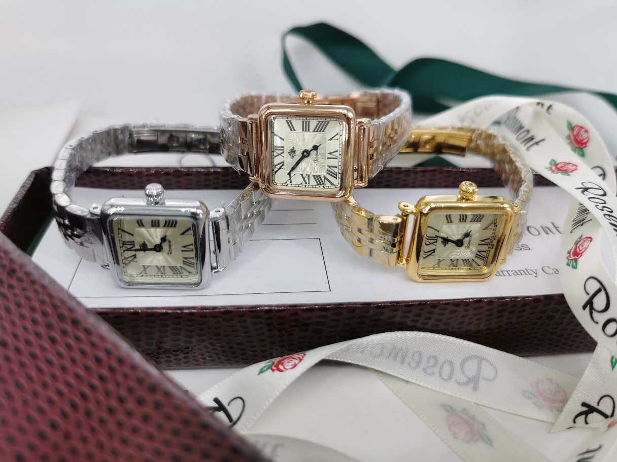 Rosemont！瑞士的小众方正女表简约罗马金属石英机芯手表防水