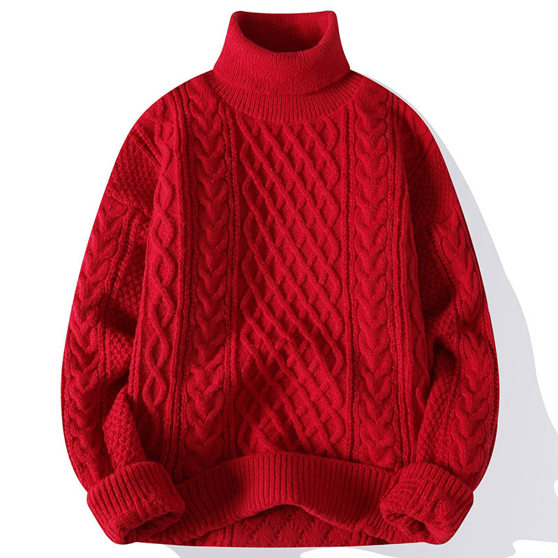 Amazon supply vintage jacquard turtleneck thickened sweater men's winter New Youth loose pullover top Amazon supply vintage jacquard turtleneck thickened sweater men's winter New Youth loose pullover top