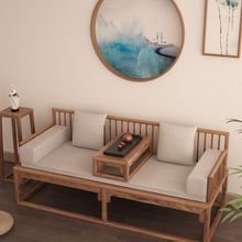 新中式罗汉床推拉床实木中式榆木小户型家用客厅沙发伸缩贵妃床榻