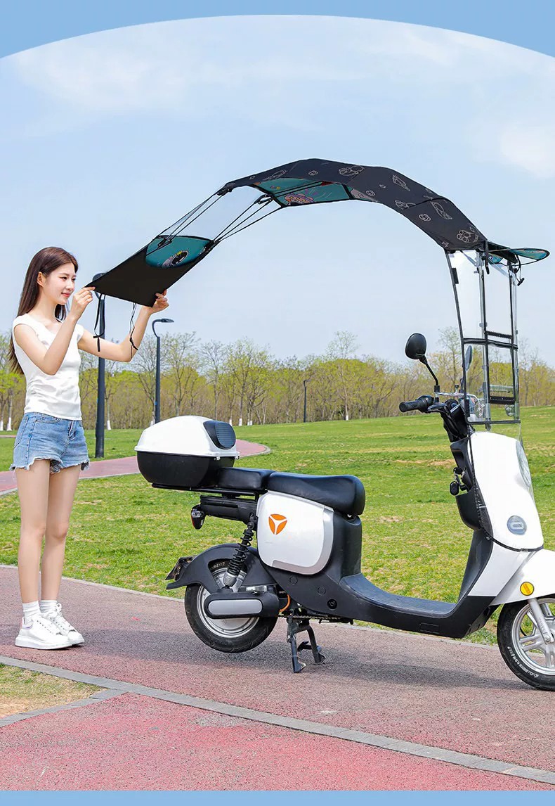 New model of electric vehicle canopy, retractable, foldable, quick-release sunshade, waterproof and sun-proof, for electric motorcycles
