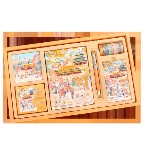 City tourist attractions landmarks Chinese style hand ledger set stationery gift box Hangzhou Shanghai Xi'an Beijing diary