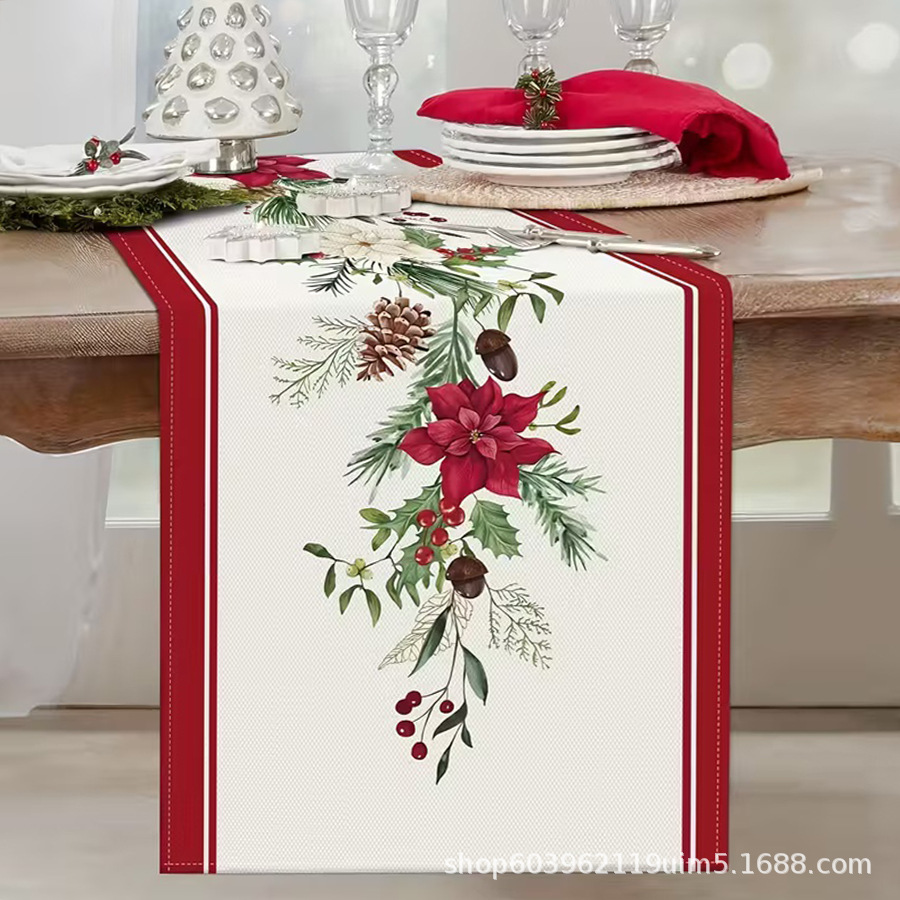 Amazon transfronterizo nueva bandera de la mesa de Navidad fábrica directa invierno muñeco de nieve Santa estampado almohadilla de mesa