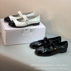 东莞高端新款法式小香风玛丽珍鞋一字带平底单鞋英伦小皮鞋女