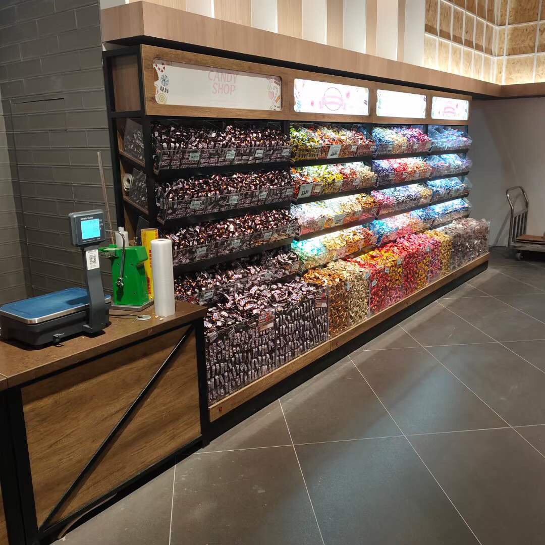 超市零食货架 散装小零食货架展示架 单双面可调零食展柜来图做货