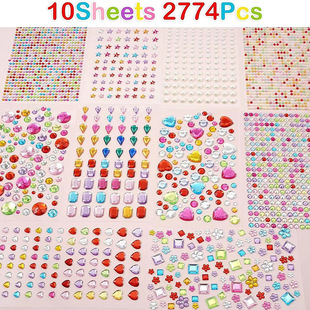 Cross-border sales creative children's DIY decorative stickers acrylic shiny crystal diamond stickers album decorative gem stickers