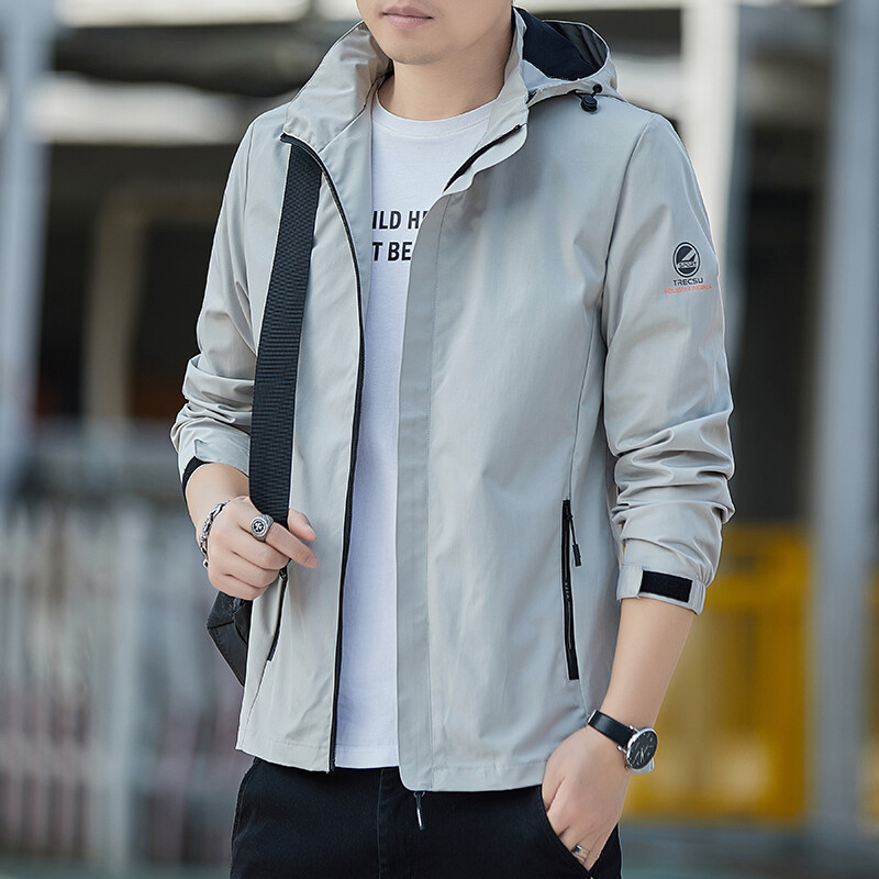 Chaqueta de los hombres de primavera y otoño 2022 moda deportes al aire libre ocio a prueba de viento impermeable chaqueta con capucha para hombres