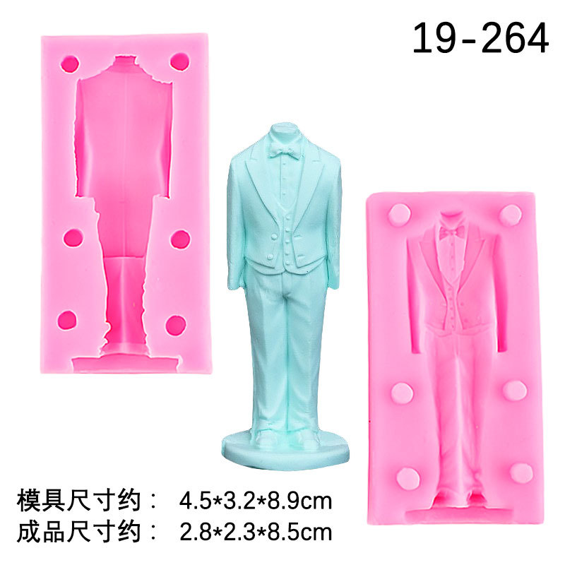 3D traje de modelado silicona molde creativo hecho a mano fondant cerámica suave arcilla epoxi decoración yeso