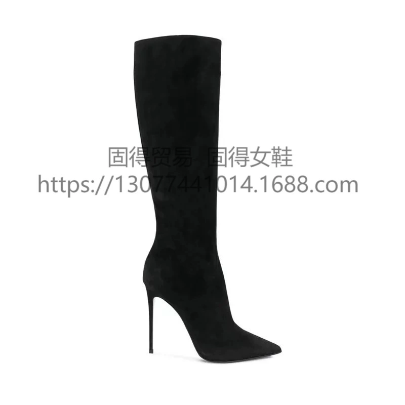 Европейские и американские классические однотонные сапоги на высоком каблуке, женская обувь, длинные сапоги AliExpress, сексуальные сапоги на высоком каблуке