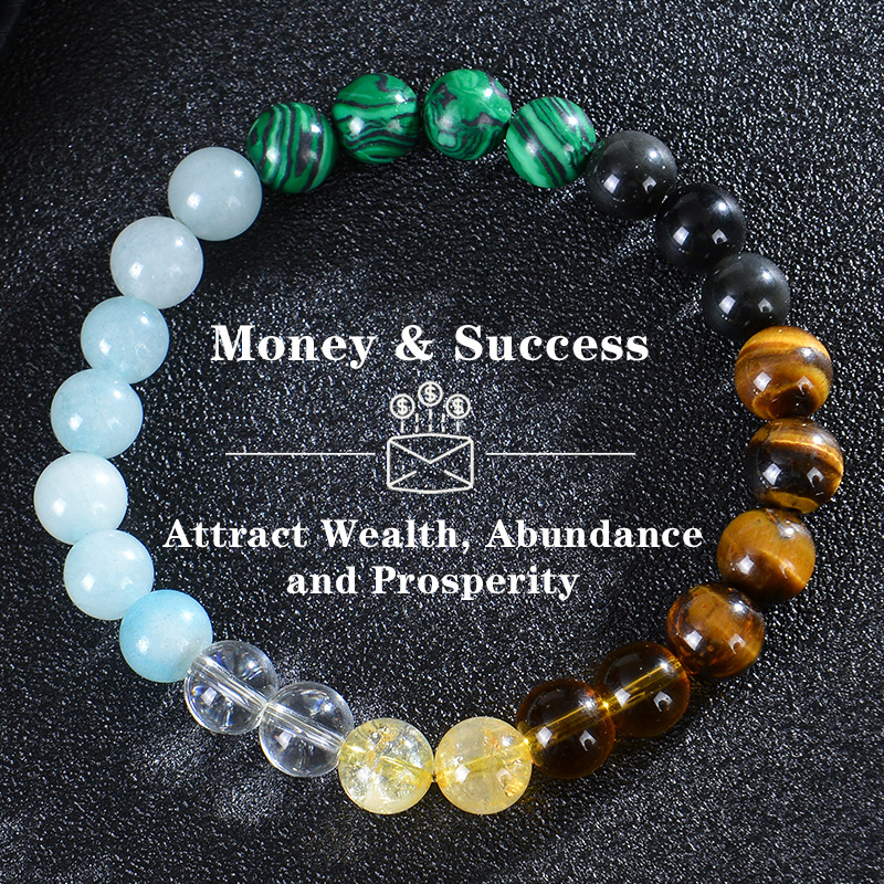 Shein Cross-Border Natural Tiger Eye Stone Citrine Bracelet Malachite Beaded Wealth Braceletoney Success