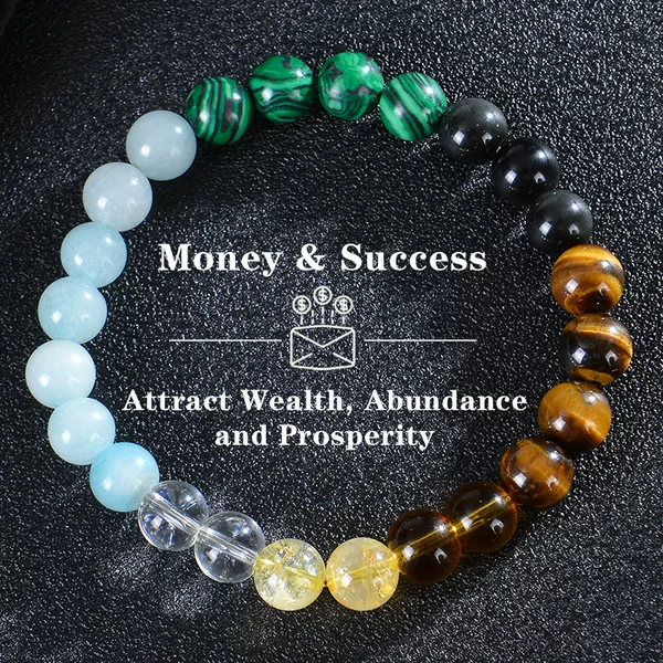 Shein Cross-Border Natural Tiger Eye Stone Citrine Bracelet Malachite Beaded Wealth Braceletoney Success