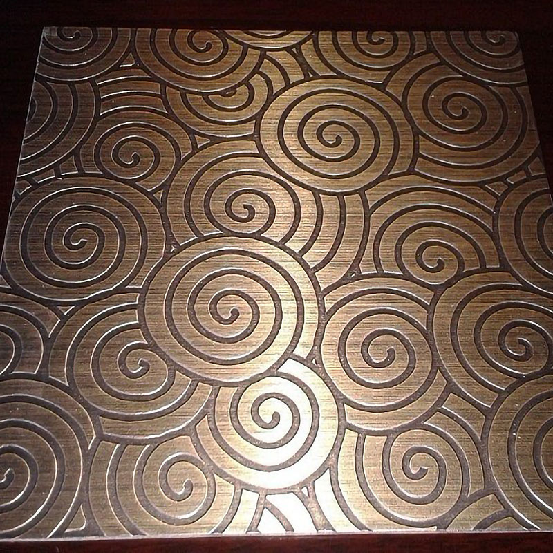 古铜色祥云复古不锈钢蚀刻板KTV酒店电梯门套镜面花纹蚀刻图案