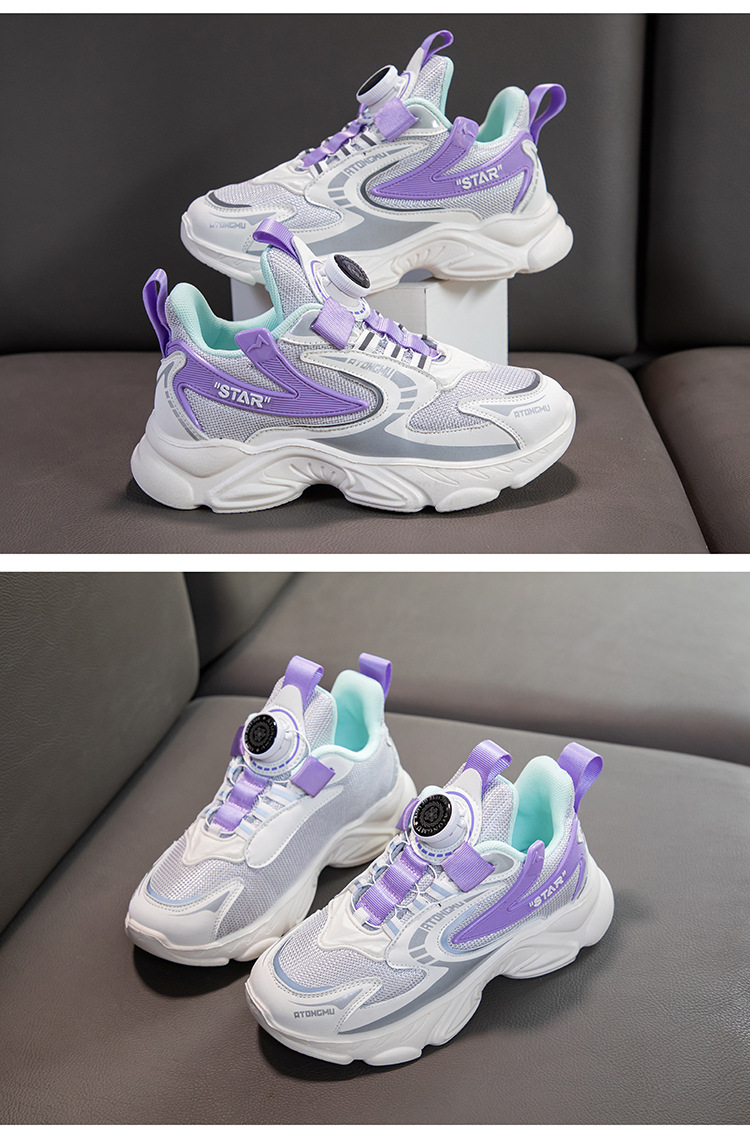 Laufschuhe aus Mesh mit drehbarem Knopf für Jungen und Mädchen_voghion.com