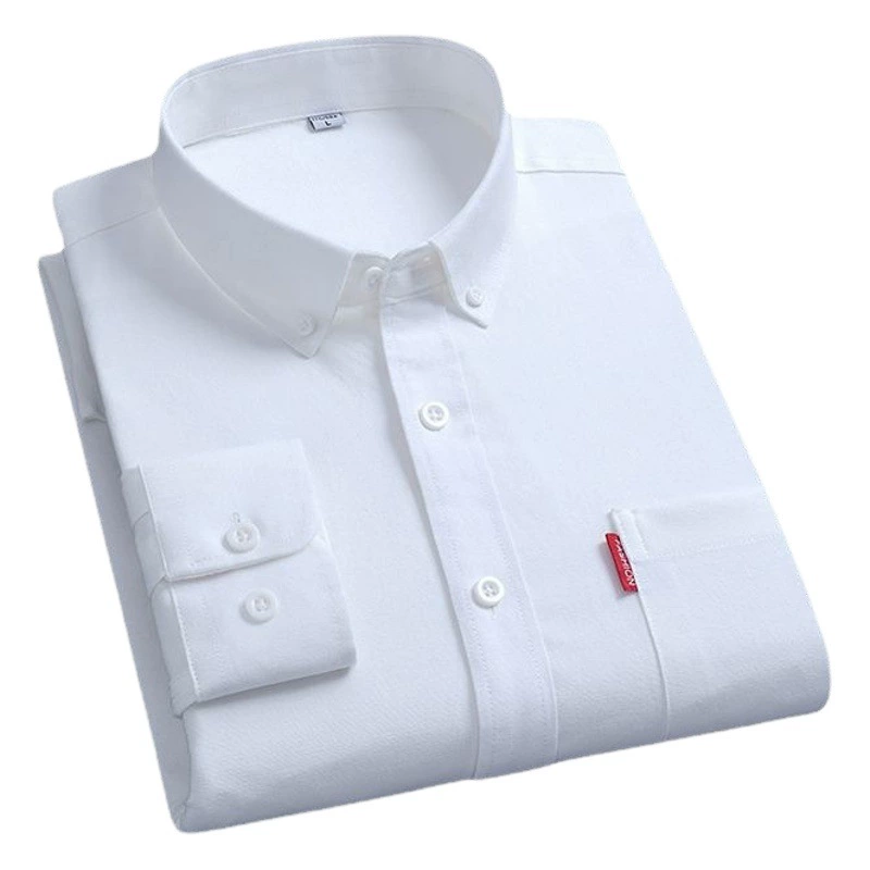 Пригородный стиль мужская оксфордская прядильная рубашка повседневная рубашка с длинными рукавами весной и осенью сплошной цвет воротник для молодых людей с длинными рукавами оптом