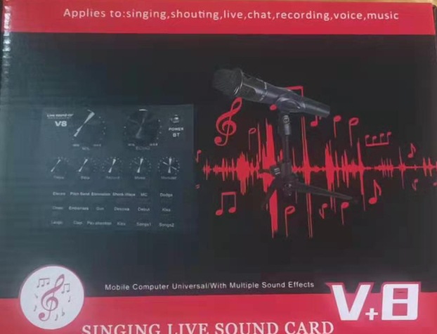 V8plus micrófono en vivo móvil traje de anclaje micrófono de condensador micrófono equipo de karaoke tarjeta de sonido