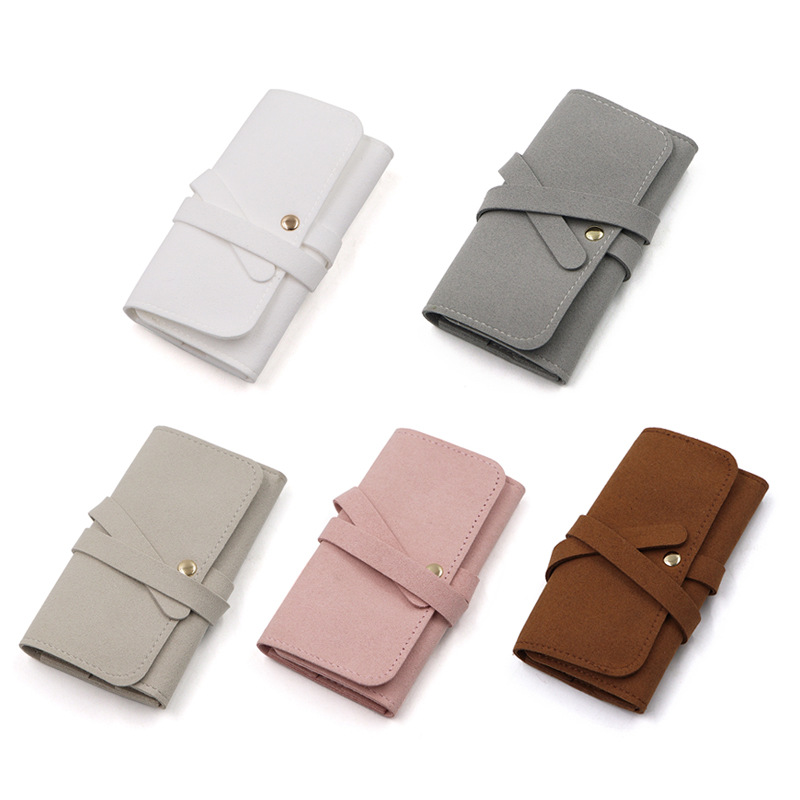 Double-sided Microfiber leather jewelry bag multi-functional shutter jewelry bag small watch jewelry storage bag