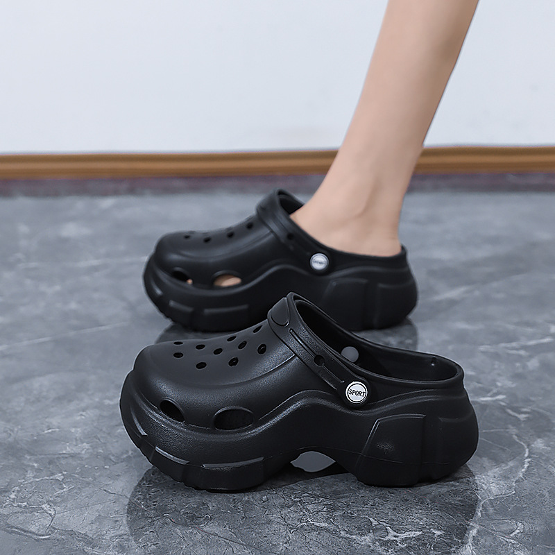 비치슈 하이힐 두꺼운 여성뮬슬리퍼형샌들