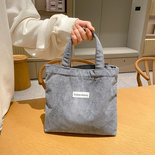 Lunch bag with ins light twill, thick and fresh sweet park small tote canvas bag, cream pure color office lunch box